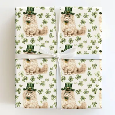 Leprechaun Persian Longhair - Gift Wrap for Christmas, Holidays Wrapping Paper, Christmas Wrapping Paper