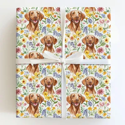 Garden with the Vizsla - Gift Wrap for Christmas, Holidays Wrapping Paper, Christmas Wrapping Paper