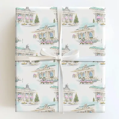 Grand Station Snow - Gift Wrap for Christmas, Holidays Wrapping Paper, Christmas Wrapping Paper