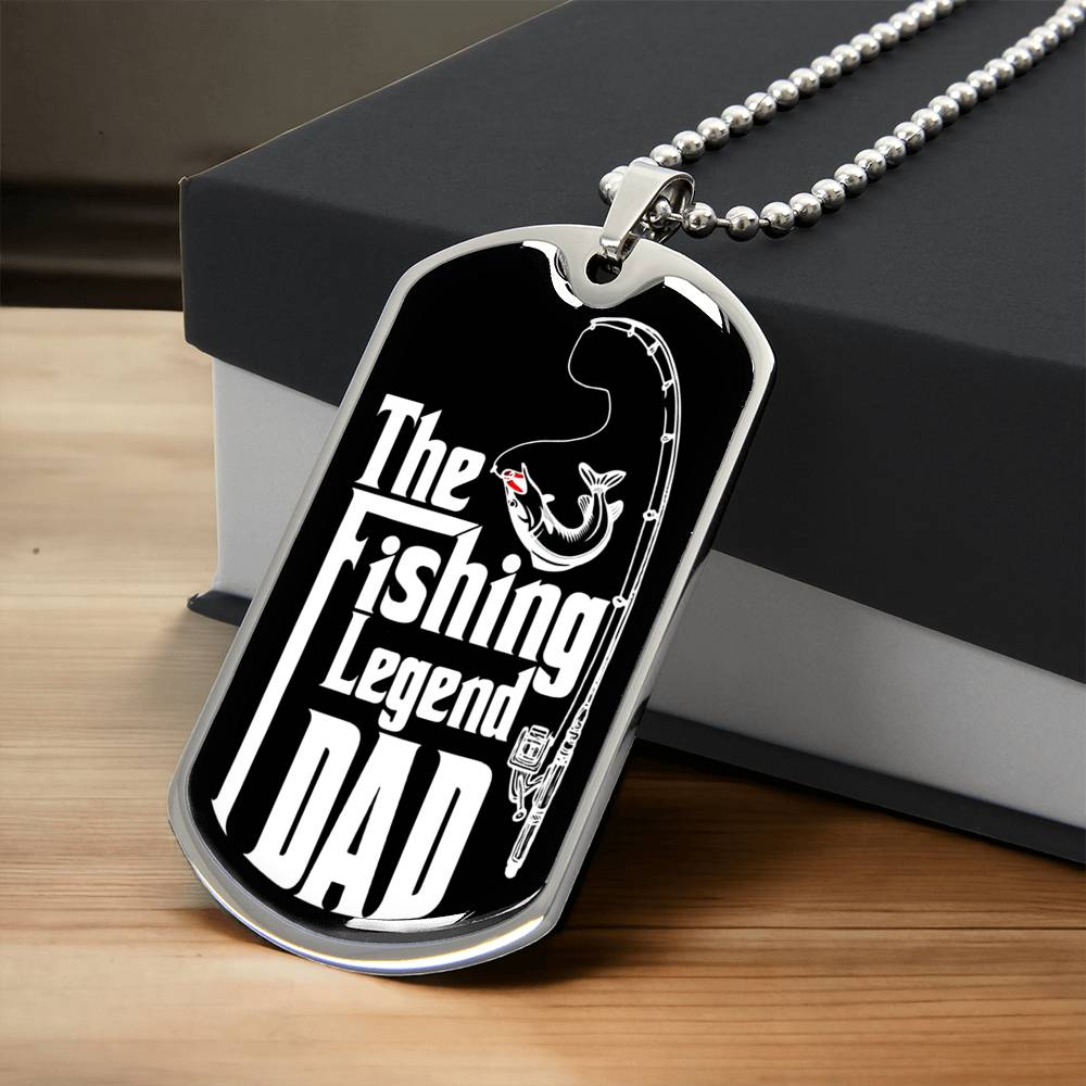 The Fishing Legend Dad - Army Tag Necklace, Dog Tag