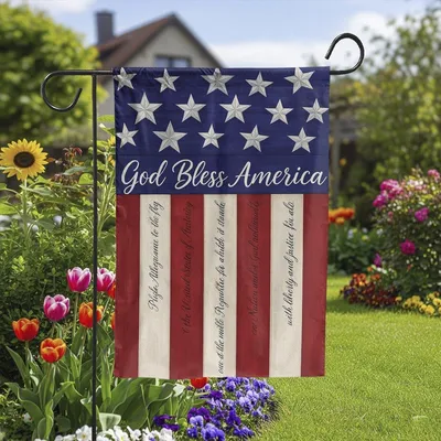 God Bless America Garden Flag – Patriotic Usa Flag Banner With Pledge Of Allegiance And Stars, Outdoor Yard Decor For Independence Day Vertical Garden Flag