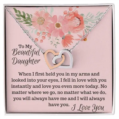 To My Beautiful Daughter - Interlocked Hearts Interlocking Hearts Necklace