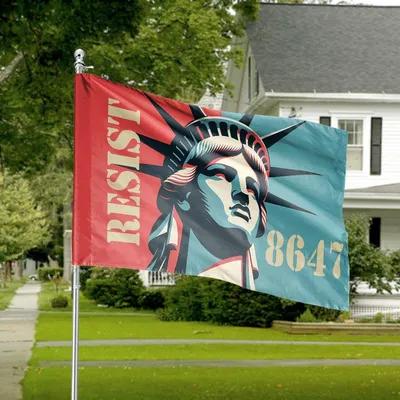 Statue Of Liberty Resist Political Activism 8647 House Flag Pop Art Protest Decor Horizontal House Flag