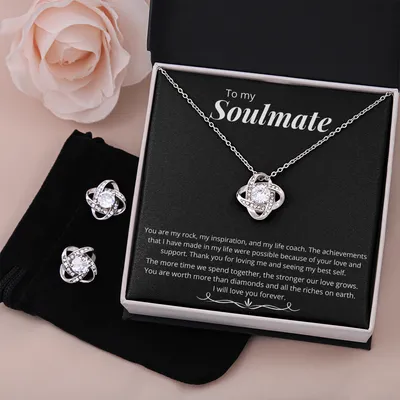 TO MY SOULMATE NECKLACE, VALENTINE'S GIFT FOR MY WIFE OR GIRLFRIEND 14K WHITE GOLD OVER STAINLESS STEEL NECKLACE