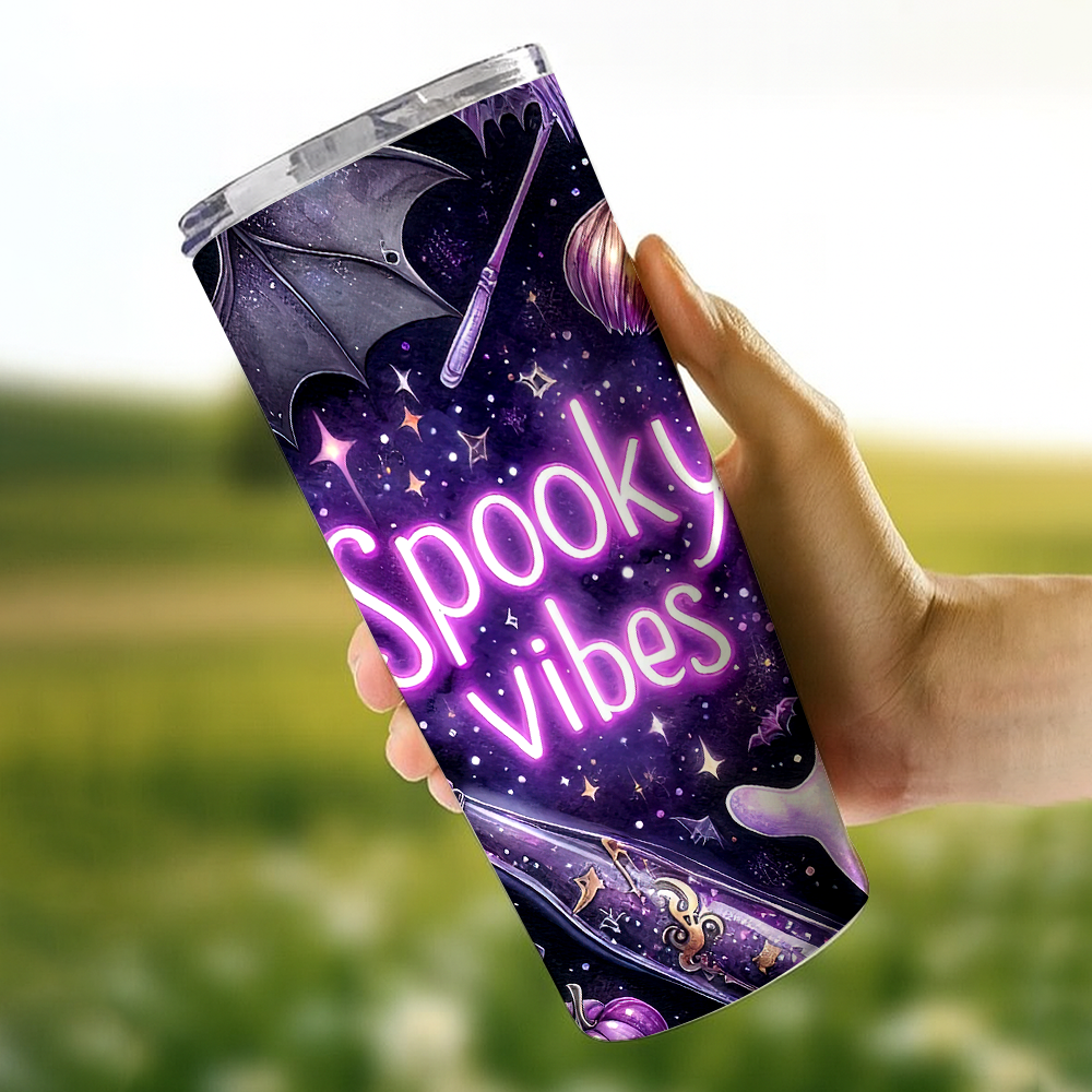 Spooky Vibes Halloween 20oz Tumbler Wrap – Fun Cup Design