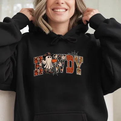 Howdy Ghost Hoodie Western Halloween Hoodie Cowboy Fall Hoodie Spooky Season Hoodie Unisex Hoodie Hoodie