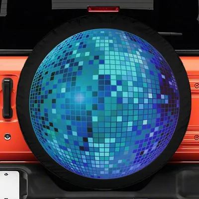 Blue Disco Ball Spare Tire Cover, Blue Tire Cover , Backup Camera Hole, Disco Car Accessories For Women Spare Tire Cover
