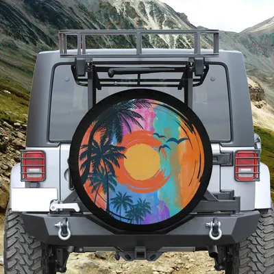 Spare Tire Cover, Beach Summer Palm Trees, Summer Spare Tire Cover, Camper Spare Tire Cover Spare Tire Cover