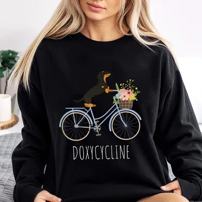 Doxycycline Pharmacy Pun Sweatshirt Sweatshirt Sweatshirt Dachshund On Bicycle Pharmacists And Technicians Gift Veterinary Graph
