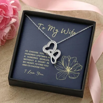 To My Soulmate Wife Future Wife Significant Other -  - Birthday Anniversary Christmas Gift Surpr Double Hearts Necklace