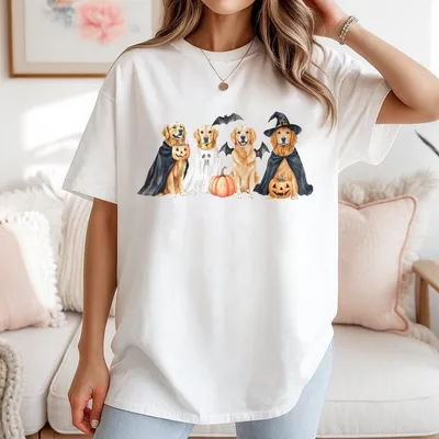 Halloween Ghost Golden Retriever Youth T-Shirt Cute Dog Lover T-Shirt Funny Halloween Dog Costume T-Shirt Golden Mama Fall