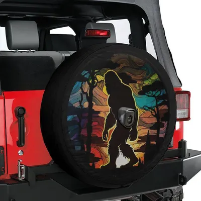 Sasquatch Big Foot Spare Tire Cover,Bigfoot Tire Cover,Retro Sasquatch Bigfoot Yeti Tire Cover With Backup Camera Hole, Bronco Tire Cover Spare Tire Cover