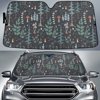 Tiny Mushroom Somewhere Deep In The Jungle Black Car Sun Shades Cover Auto Windshield PrintSyde