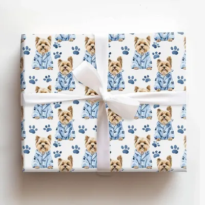 Spa Day with the Yorkies - Gift Wrap for Christmas, Holidays Wrapping Paper, Christmas Wrapping Paper