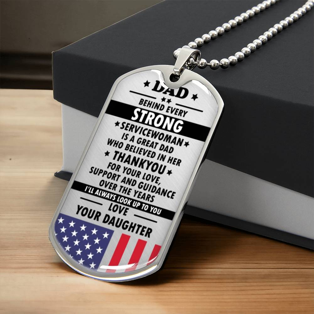 Fathers Day Gifts, To Dad, From Serviceman Daughter, Fathers Day Gift From Daughter, Personalized Fathers Day Gift - Army Tag Necklace, Dog Tag