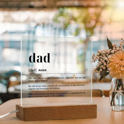 Fathers Day Gift From Wife - DAD DEFINITION MEANING - Acrylic Square Plaque