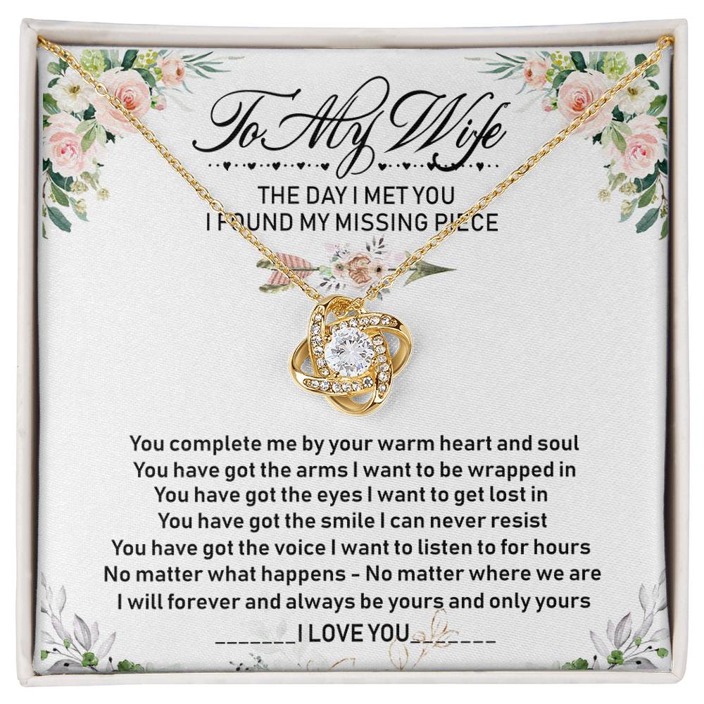 To My Wife Love Knot Necklace Wedding Gift Message Card From Husband