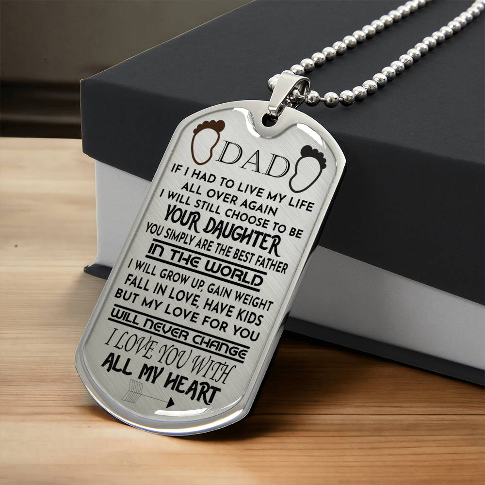 Best Gift Ever For Dad From Daughter - Army Tag Necklace, Dog Tag