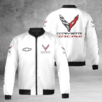 Bomber Jacket,Corvette Racing Flag Logo,Mobil 1,Chevrolet Motorsport Gear,Car Enthusiast Gift Bomber Jacket