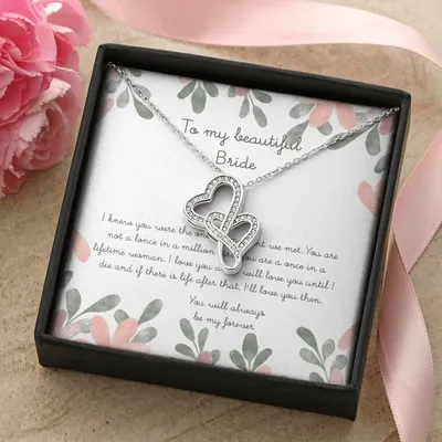 To My Beautiful Bride 1 Double Hearts Necklace