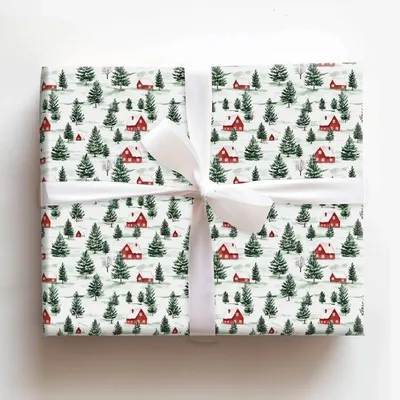 Bright Pines - Gift Wrap for Christmas, Holidays Wrapping Paper, Christmas Wrapping Paper