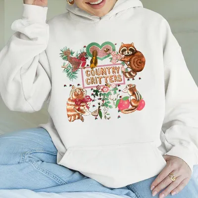 Harajuku Animal Cat Fun Print Hoodie Hoddies For Teens Girls Fashion Clothes Autumn New Streetwear Womens