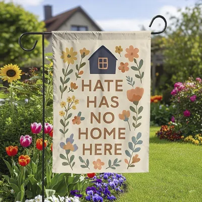 Hate Has No Home Here Garden Flag , Floral Peace And Love Yard Decor Vertical Garden Flag