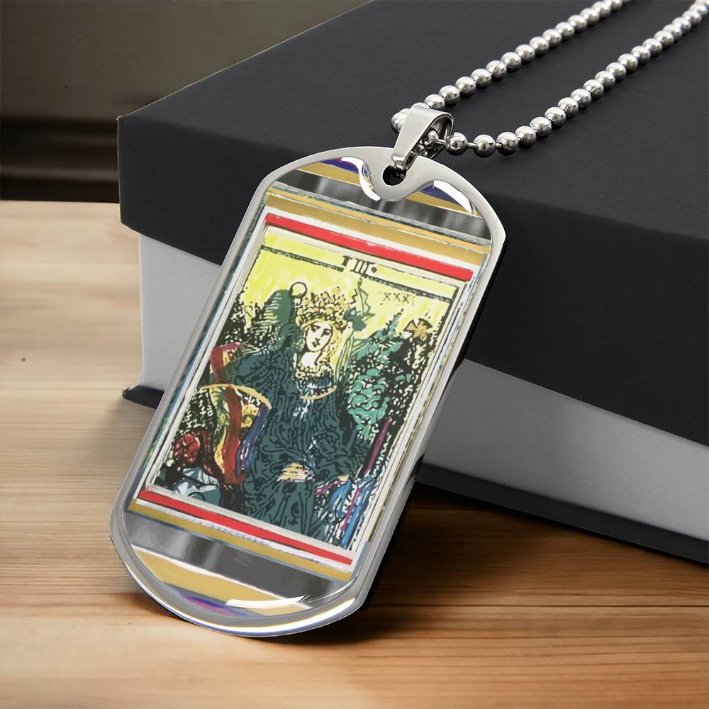 Tarot Card Empress Pendant Necklace _Gift For Tarot Lovers - Army Tag Necklace, Dog Tag