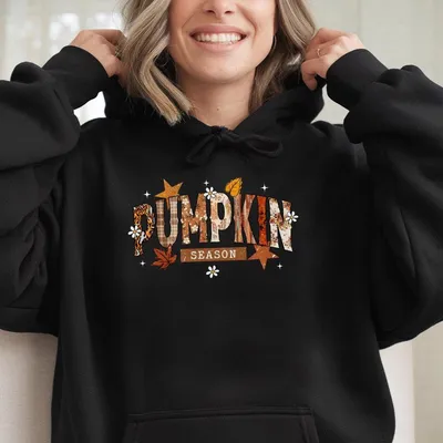 Pumpkin Season Hoodie Hoodie Hoodie Cozy Fall Graphic  Floral And Autumn Lettering Perfect For Pumpkin