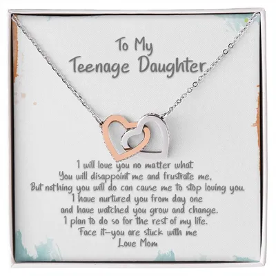Teenage Daughter Love You No Matter What Hearts Locked Necklace Interlocking Hearts Necklace