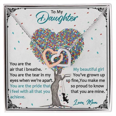 Love Always Comes From The Heart - To My Daughter Luxe Interlocking Heart Necklace Gift Set Interlocking Hearts Necklace