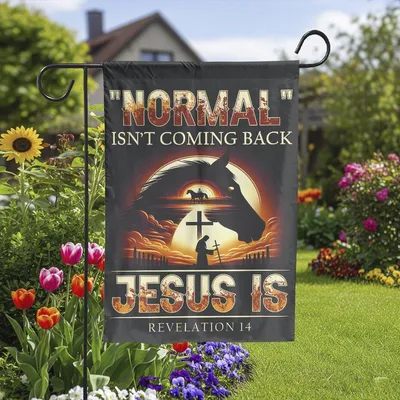 Jesus Horse Flag Normal Isn’T Coming Back, Christian Yard Garden Banner Outdoor Vertical Garden Flag