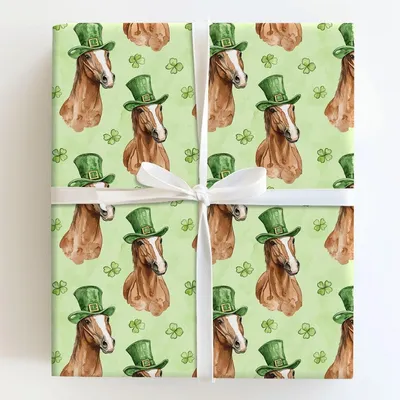 Leprechaun Missouri Fox Trotter - Gift Wrap for Christmas, Holidays Wrapping Paper, Christmas Wrapping Paper