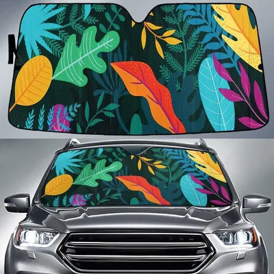 Colorful Tropical Leaves Summer Pattern Car Sun Shades Cover Auto Windshield PrintSyde