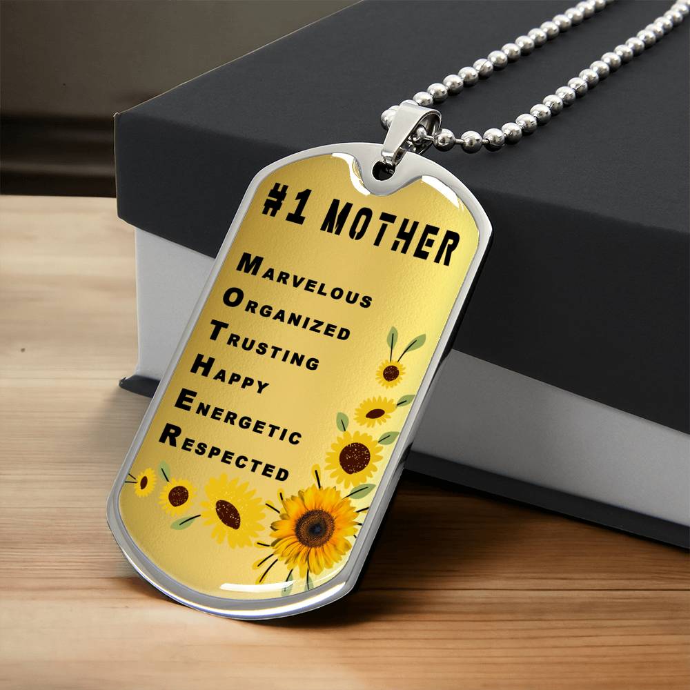 #1 Mother Personalized Dogtag Necklace Gold Mothers Day Gift - Army Tag Necklace, Dog Tag
