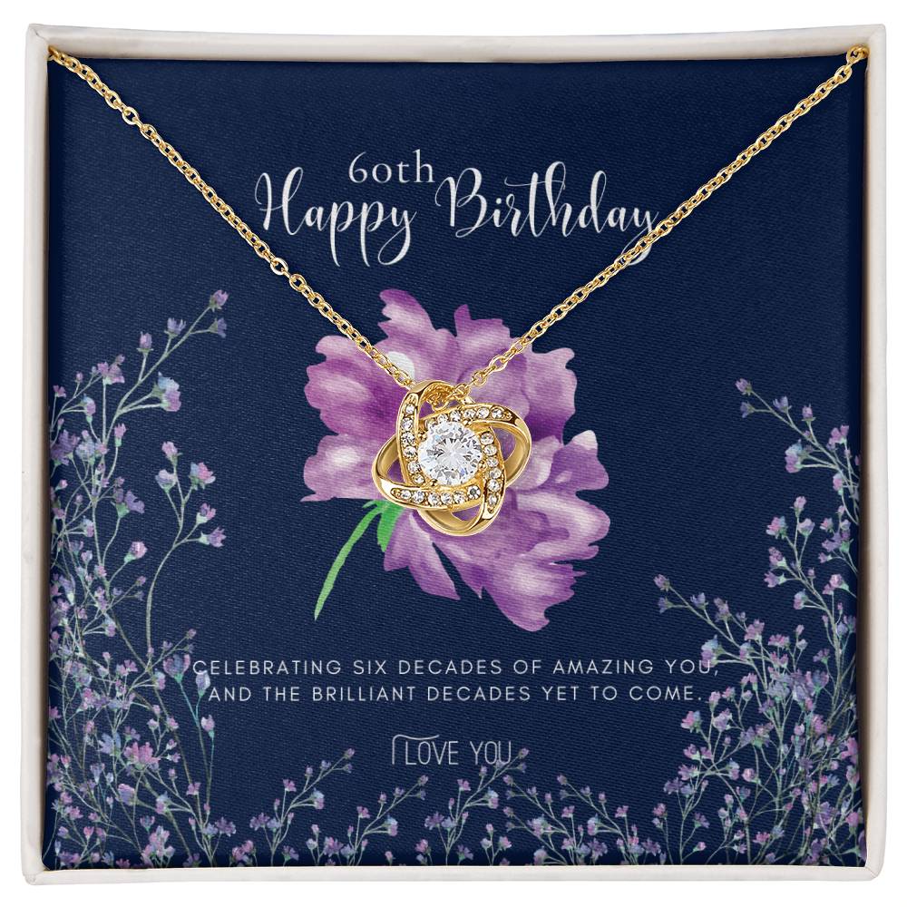 60th Birthday Gifts for Women | Necklace for Her | 6 Decade Jewelry | 60 Years Old | Best Friend Gift | 60th Birthday Gift Necklace | Birthday Gift | Jewelry Gift for Her Love Knot Necklace