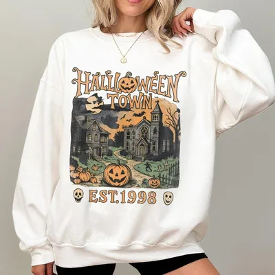 Halloweentown Est 1998 Vintage Graphic Sweatshirt Retro 90s Style Spooky Halloween University Unisex Sweatshirt Sweatshirt