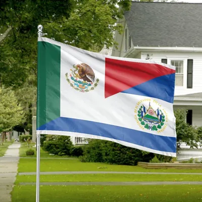 House Divided Horizontal House Flag, Mexico And El Salvador Design, Cultural Pride Decor, Outdoor Heritage Flag Horizontal House Flag