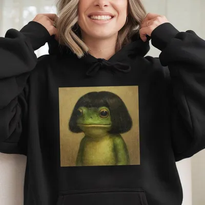 Funny Frog Vintage Hoodie Regular Fit Casual Breathable Funny Hoodie For Summer Fashion Men&Women'S Top For Daily Wear Summer Hoodie