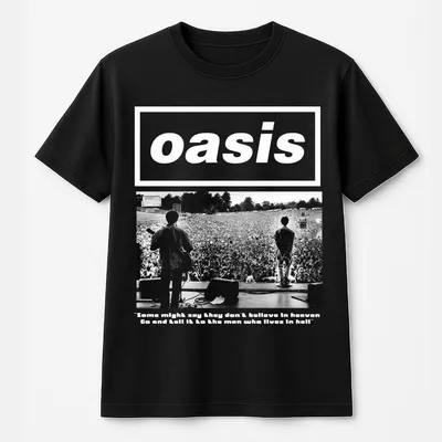 Vintage Oversized Oasis Band T-Shirt Retro Music T-Shirt For Men Women  Concert T-Shirt Cool Gift For Rock Fabric