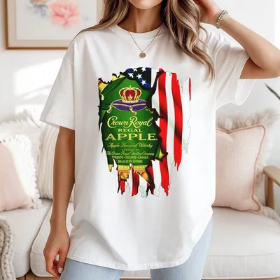 Crown Royal Regal Apple American Flag T-Shirt Whiskey Lover T-Shirt Classic Fit Soft And Comfortable Patriotic Celebrations