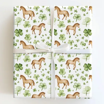 Shamrocks with the Missouri Fox Trotter - Gift Wrap for Christmas, Holidays Wrapping Paper, Christmas Wrapping Paper