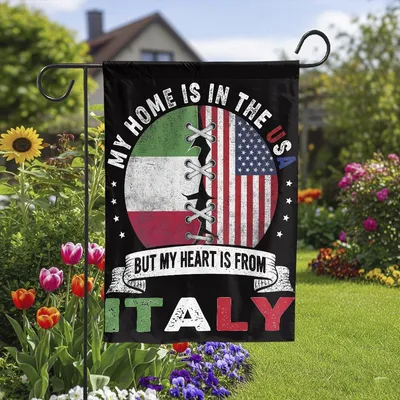 Made In America With Italian Parts Italy, House Flag Decoration Vertical Garden Flag