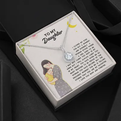 To My Daughter I Love You Now And Forever Love Knot Necklace For Daughter - Mom And Daughter Always Remember Gift From Mom - Daughter Wedding Day Gift From Mom - To My Daughter Necklace From Mom - Gift For Daughter From Mom - Daughter Jewelry