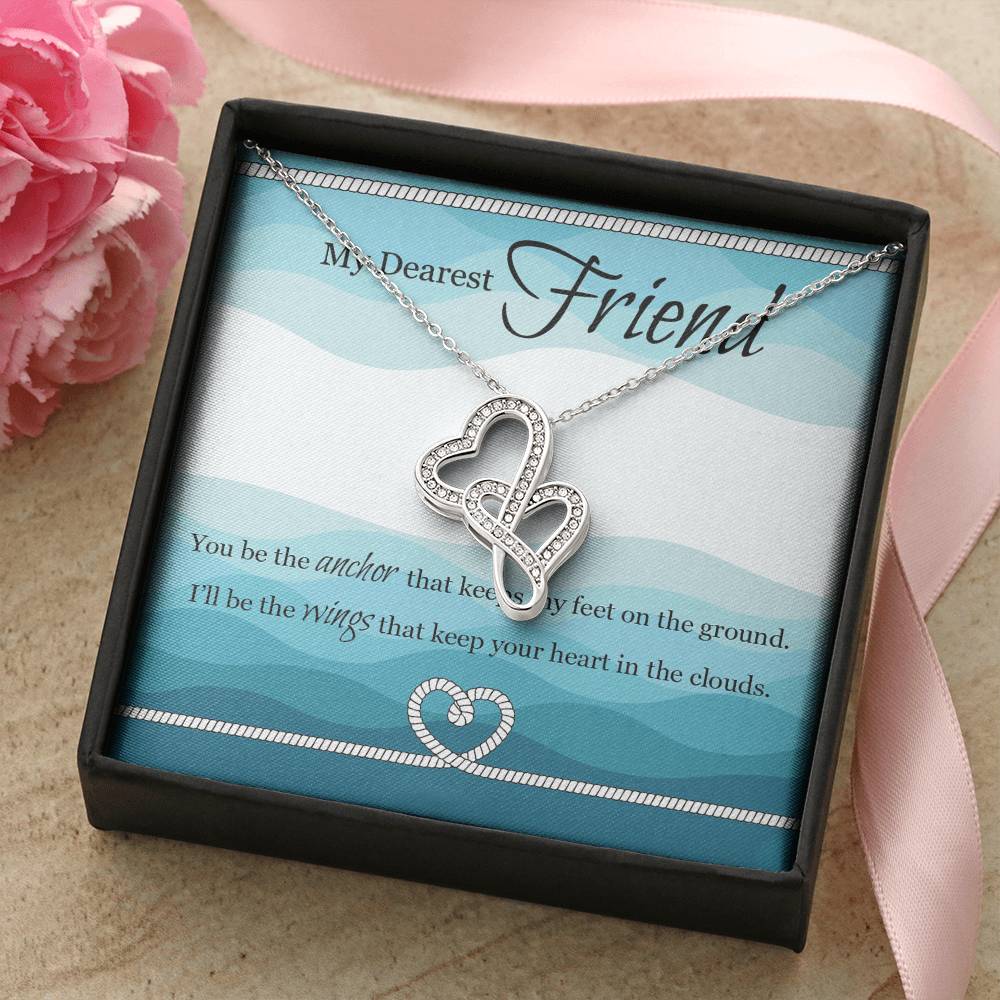 My Dearest Friend - I'll Be The Wing That Keep Your Heart In The Clouds - Necklace Double Hearts Necklace