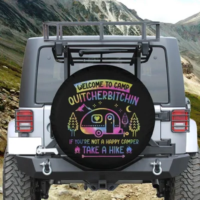 Funny Camping Spare Tire Cover, Quitcherbitchin Rv Camper Decor, Take A Hike Tie Dye Design, Universal Waterproof Tire Protector Spare Tire Cover