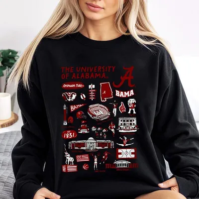 University Of Alabama Sweatshirt Crimson Tide Campus Icons Graphic Sweatshirt, College Spirit Wear, Trending Tiktok, Menswear Top