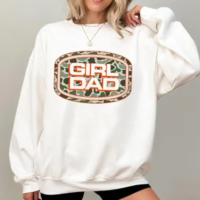 Camo Graphic Girl Dad Sweatshirt Comfortable Cotton For Proud Fathers Unique Unisex