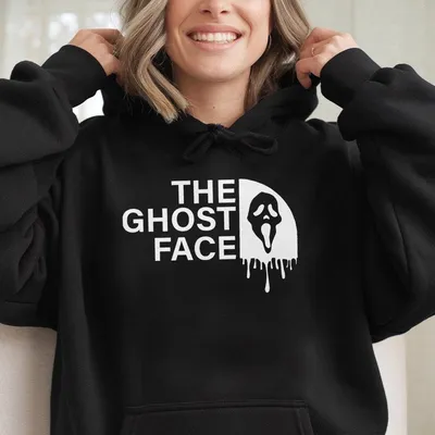 Ghost Face Hoodie Horror Movie Graphic,Scary Halloween Streetwear For Fans Of Scream And Classic Slasher Films