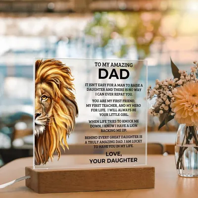 Gift for Dad from Daughter - My Hero For Life - Acrylic Square Plaque